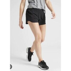 Women’s ATHLETA Hustle 3” Black Running Workout Shorts Medium Lined Activewear